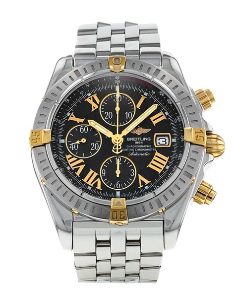 breitling goudstalen herenhorloge type chronomat evolution|breitling b13356.